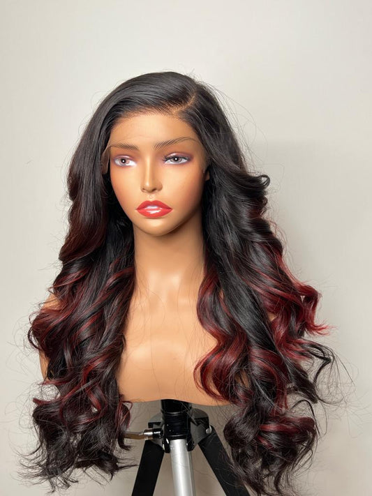 Lily Waves 22 Inches 300grams with matching 6x6 closure Dark Auburn