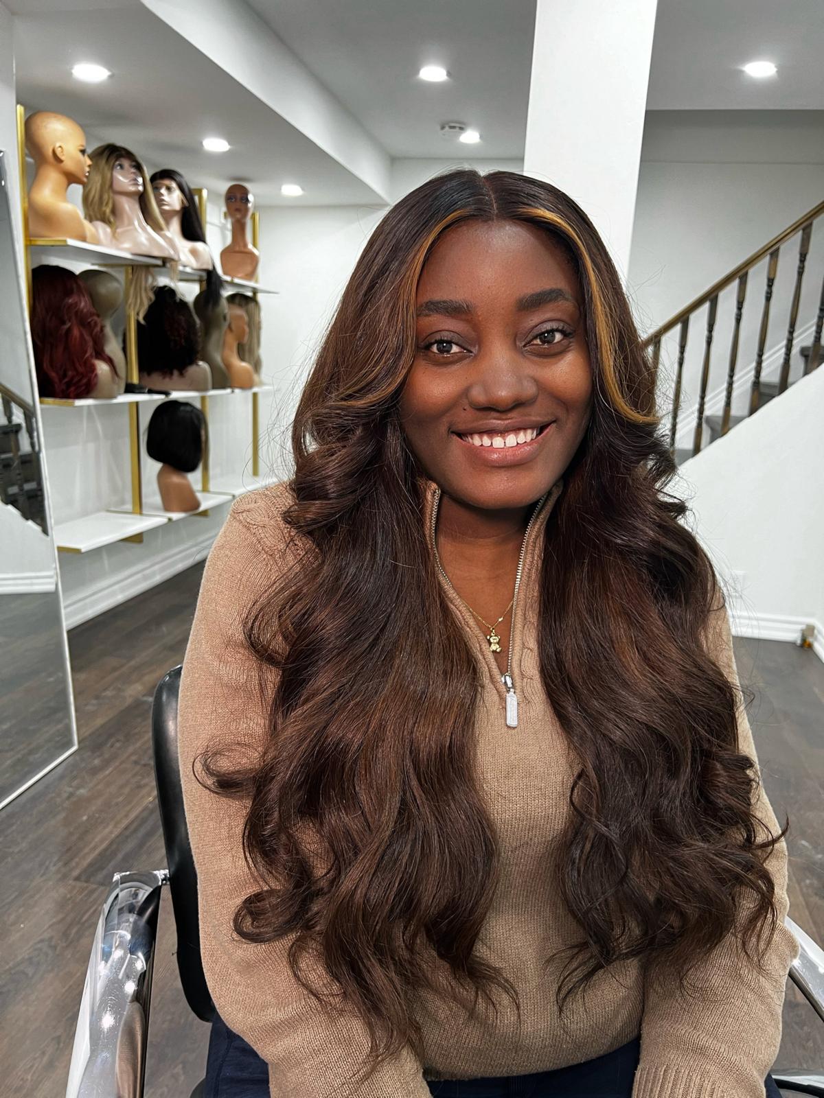 Ruby Waves 22 Inches 6x6 Closure 400grams Brown with Gold highlights