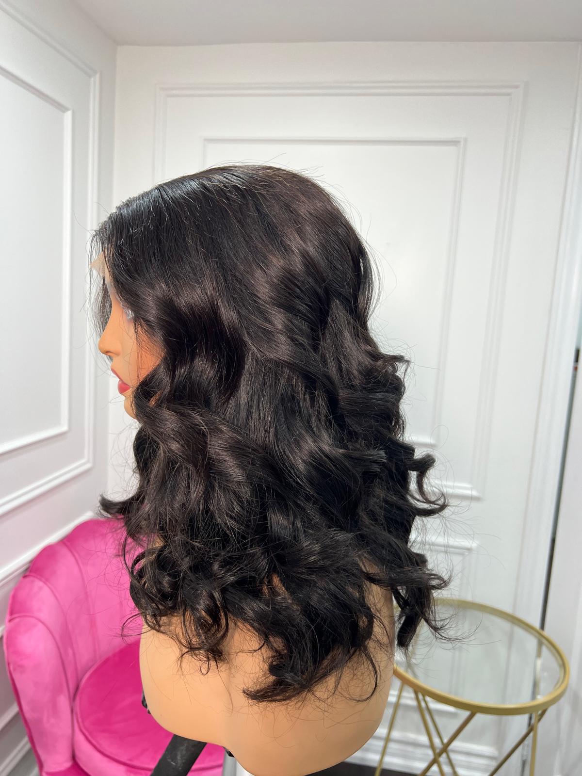 Sheer Waves 14 Inches with a Matching 5x5 Closure - Dark brown