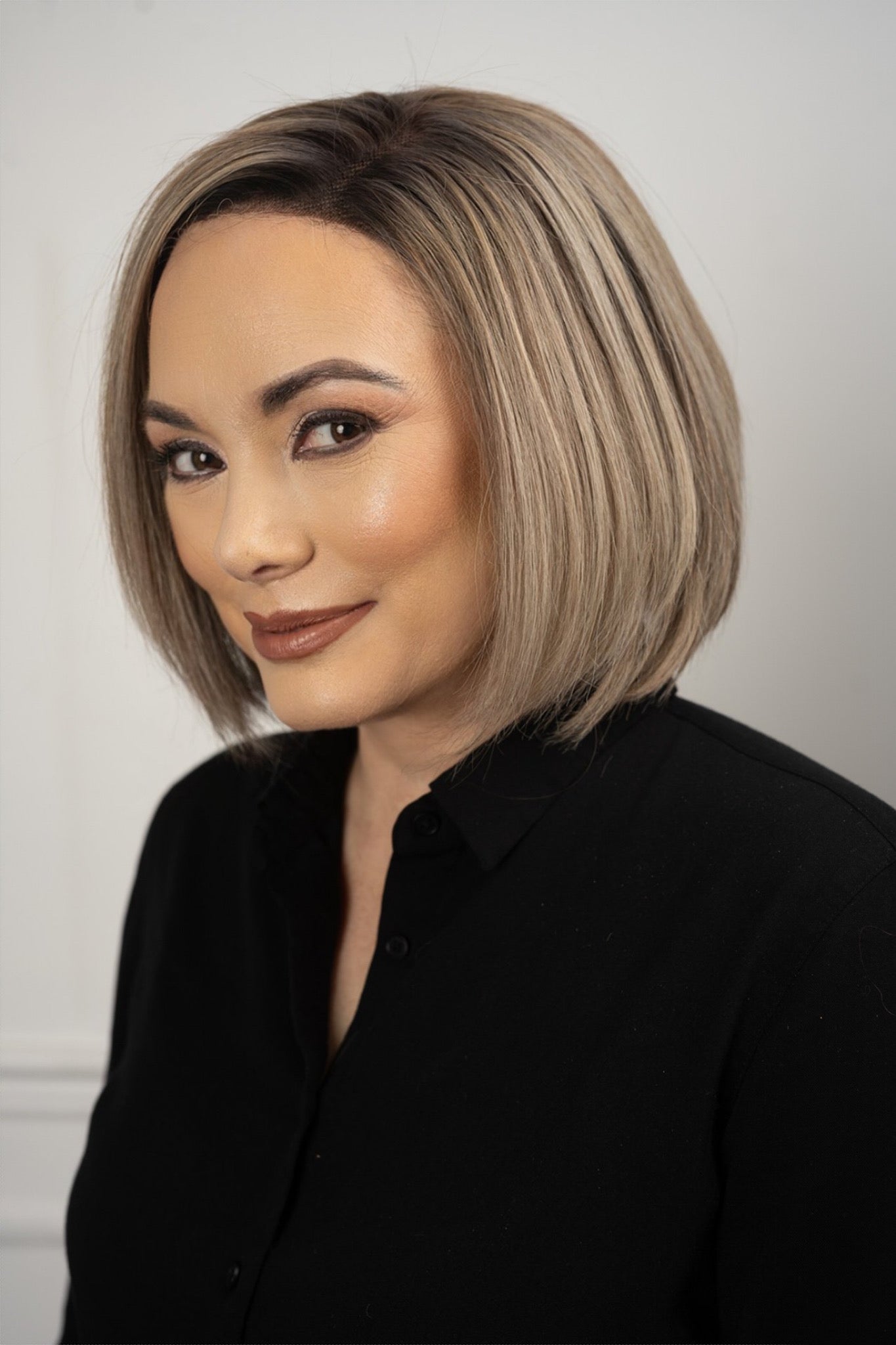 Sicily 8 inches 6x6 Closure Ash Gold with Brown Highlights
