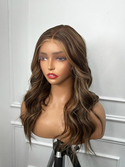 Emily 16 Inches Dark Brown with Gold Highlights