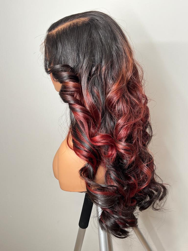 Lily Waves 22 Inches 300grams with matching 6x6 closure Dark Auburn