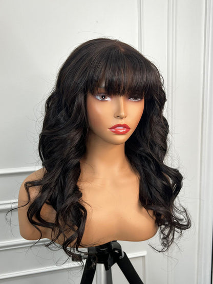 Lily Wavy Fringe 18 Inches Dark Brown